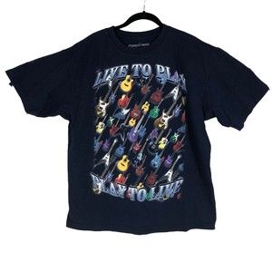Hudson Creek Guitar Tee, Live To Play, Play to Live; Electric Guitars T-Shirt L